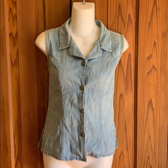 Ignite Sleeveless Light Denim Top - Picture 1 of 9